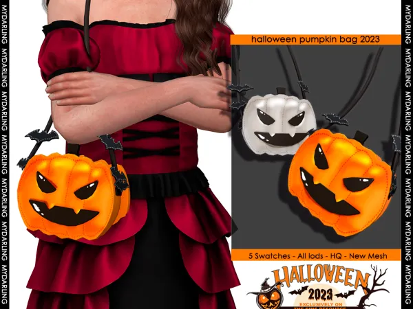 Alpha Halloween pumkin bag 2023 child - The Sims 4 Custom Content
