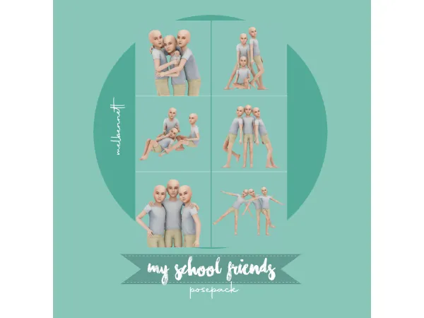 Mix My School Friend Posepack - The Sims 4 Custom Content