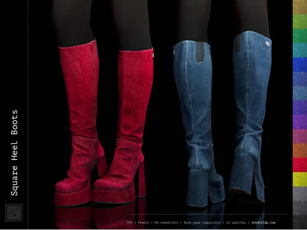 Alpha Square Heel Boots - The Sims 4 Custom Content