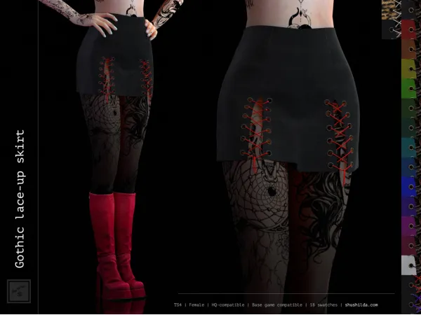 Alpha Gothic lace up skirt - The Sims 4 Custom Content