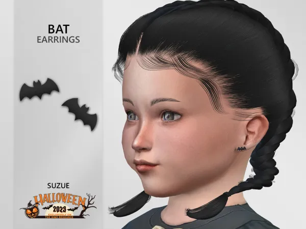 Alpha Halloween Bat Earrings Toddler - The Sims 4 Custom Content