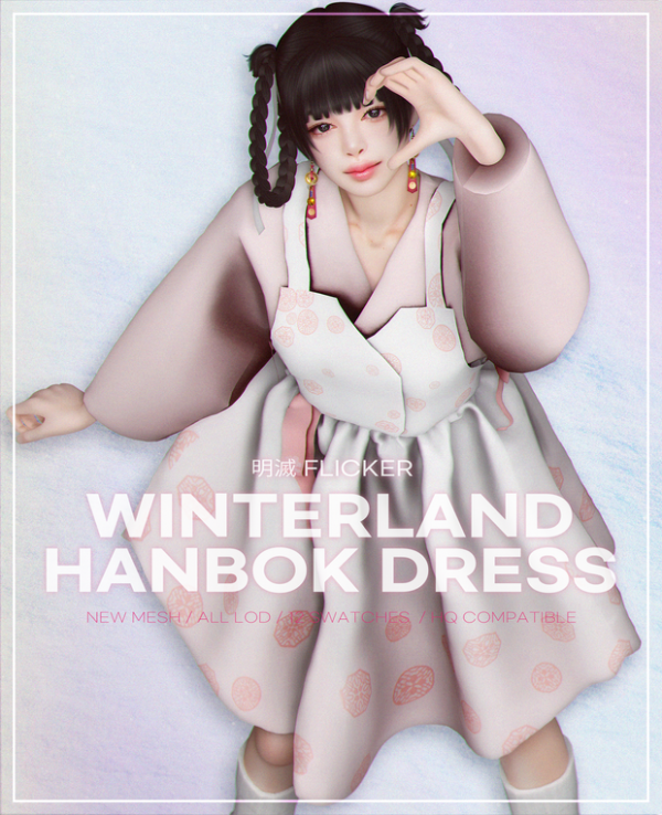 Alpha [WINTERLAND HANBOK DRESS] by simsfinds - The Sims 4 Custom Content