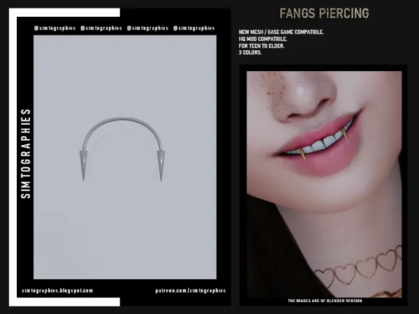 Alpha Fangs Piercing - The Sims 4 Custom Content