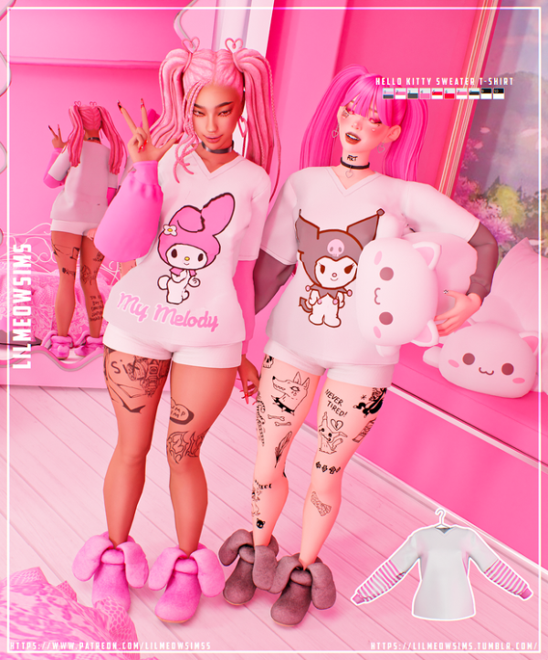 Alpha Hello Kitty Sweater T Shirt by simsfinds - The Sims 4 Custom Content