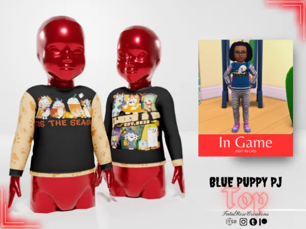 Alpha Blue Puppy Pjs by FatalRoseCreations - The Sims 4 Custom Content