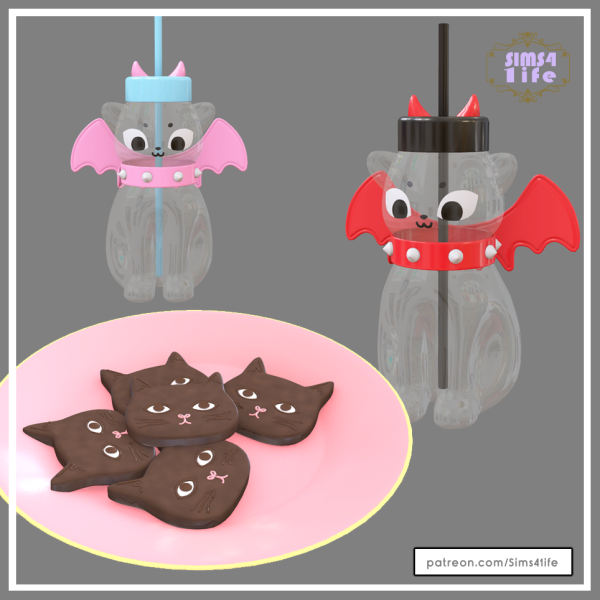 Mix Halloween cat cookies and drink by sims41ife - The Sims 4 Custom Content