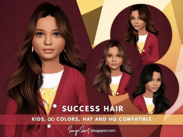 Alpha Success Hair NOW PUBLIC (Kids Version) by simsfinds - The Sims 4 Custom Content