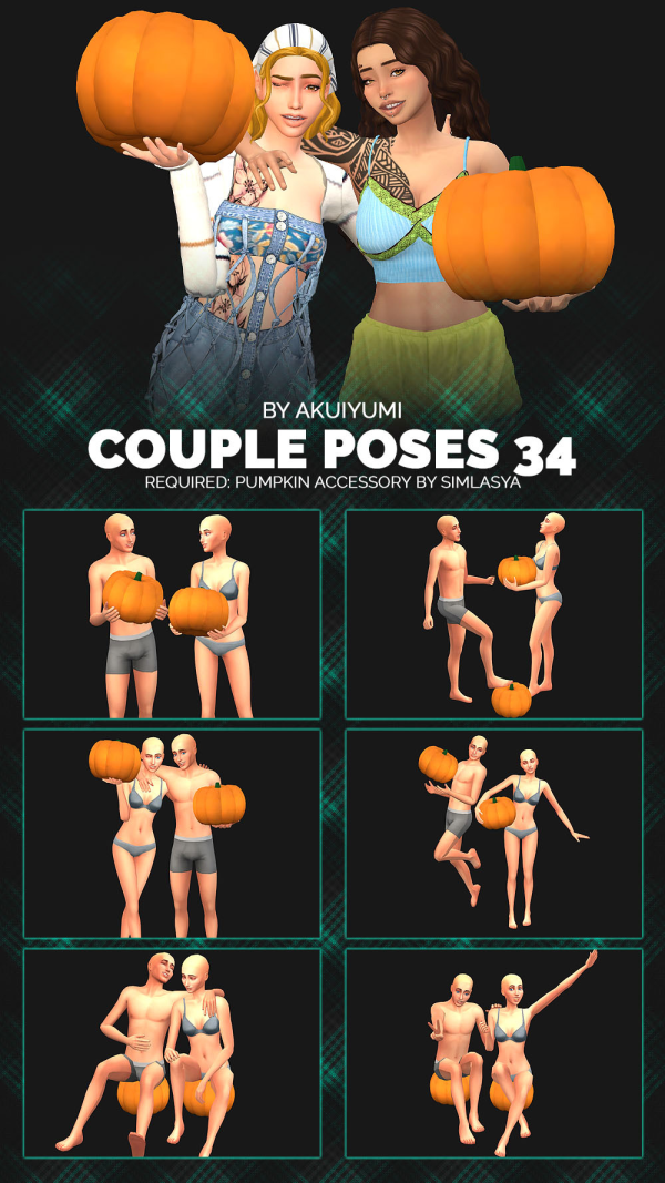 Mix COUPLE POSES 34 HALLOWEEN by simsfinds - The Sims 4 Custom Content