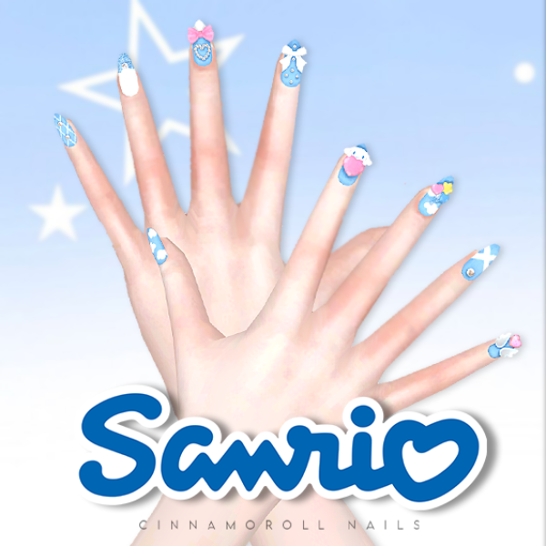 Mix [Sanrio] Cinnamoroll Nails by simsfinds - The Sims 4 Custom Content