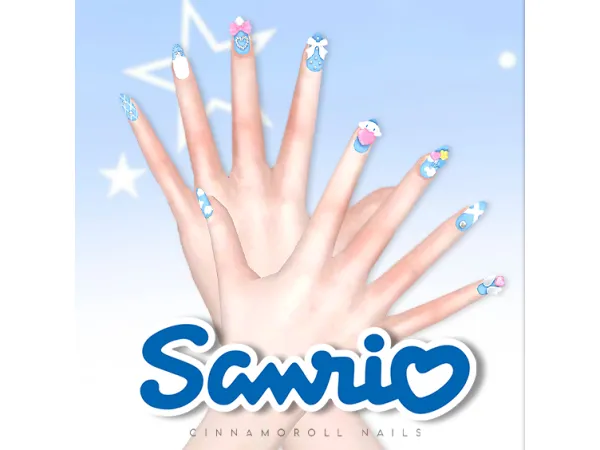 Mix [Sanrio] Cinnamoroll Nails - The Sims 4 Custom Content