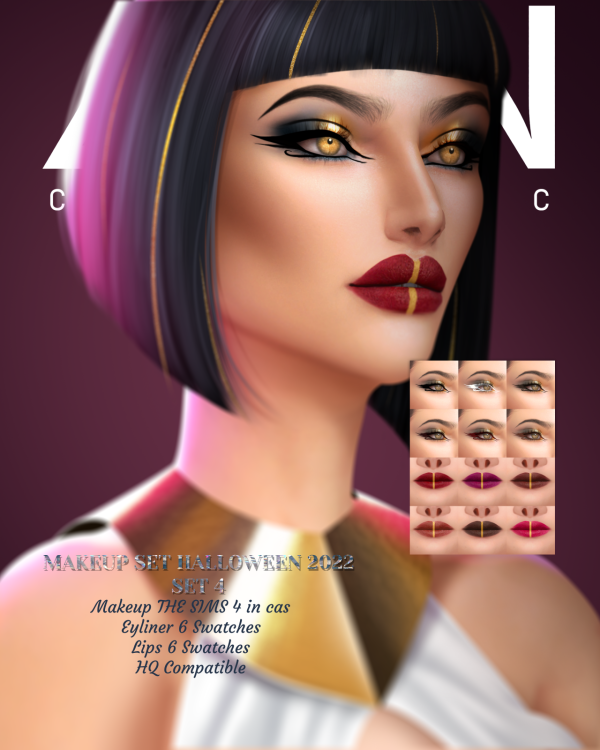 Alpha LEAN MAKEUP SET HALLOWEEN 2022 SET 4 by simsfinds - The Sims 4 Custom Content