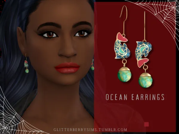 Mix Ocean earrings - The Sims 4 Custom Content