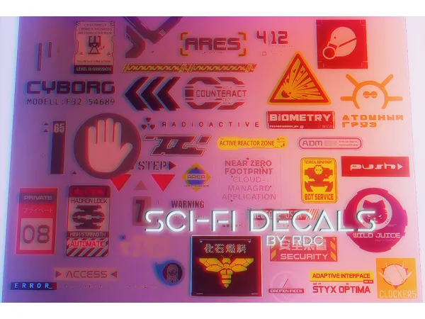 Alpha sci fi decals [wall decorations] - The Sims 4 Custom Content