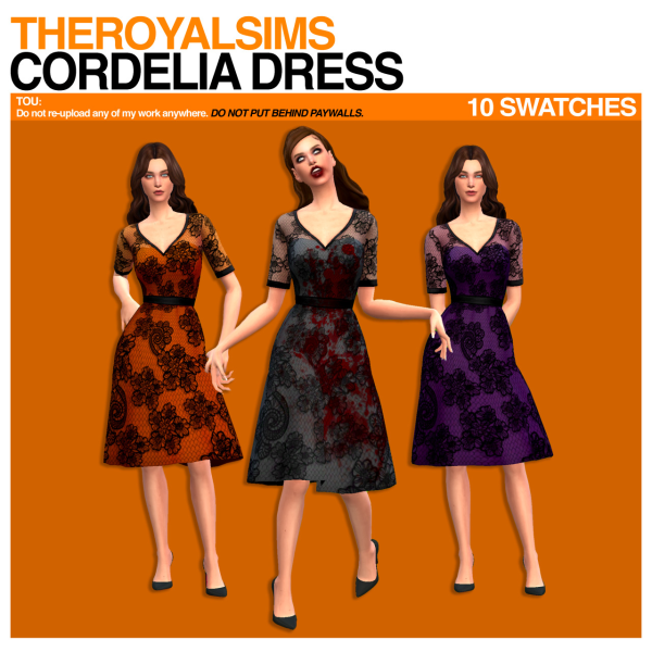 Maxis Match THEROYALSIMS CORDELIA DRESS (SIMBLREEN 2023 GIFT 3) by simsfinds - The Sims 4 Custom Content