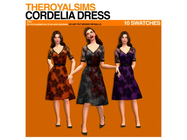 Maxis Match THEROYALSIMS CORDELIA DRESS (SIMBLREEN 2023 GIFT 3) - The Sims 4 Custom Content