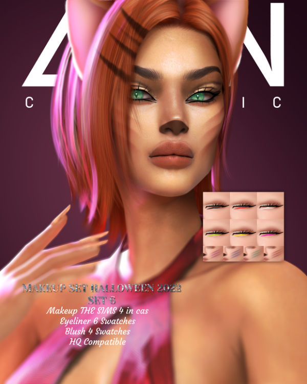 Alpha LEAN MAKEUP SET HALLOWEEN 2022 SET 6 by simsfinds - The Sims 4 Custom Content