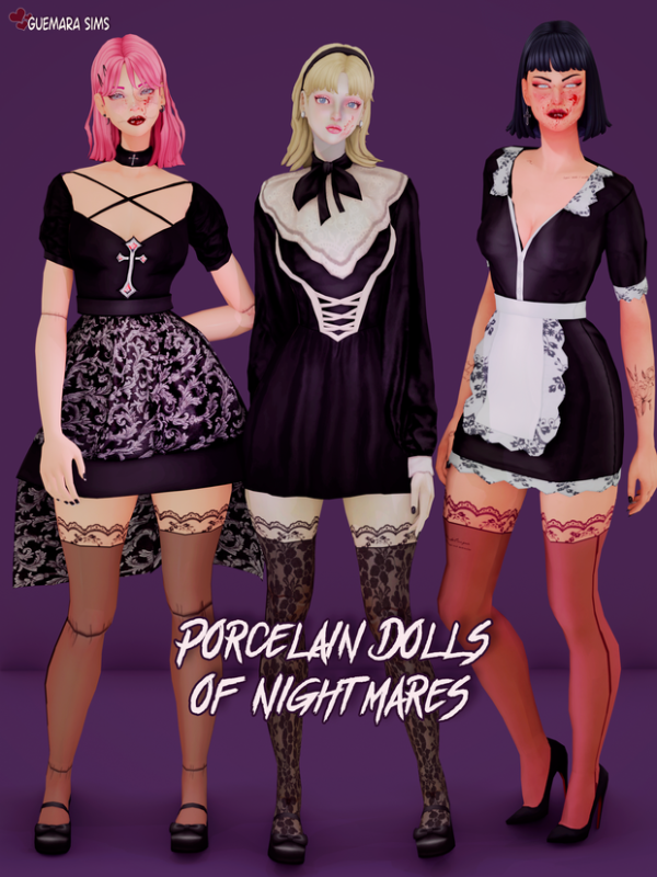 Alpha Porcelain Dolls of Nightmares set by simsfinds - The Sims 4 Custom Content