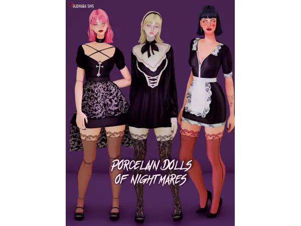 Alpha Porcelain Dolls of Nightmares set - The Sims 4 Custom Content