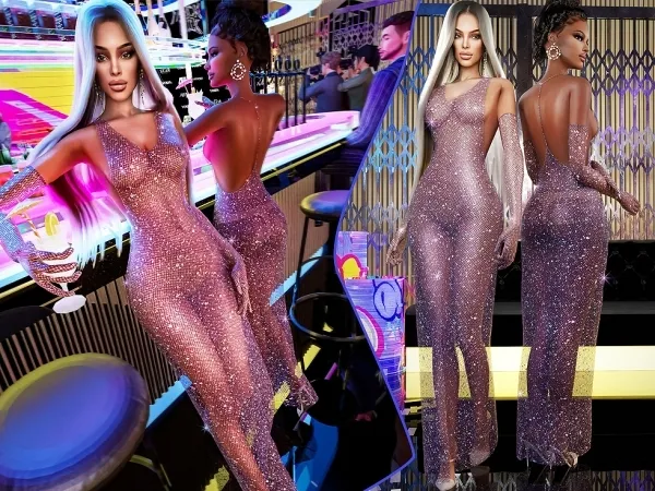 Alpha Rihanna'S Epic Sheer Sparkly Dress - The Sims 4 Custom Content