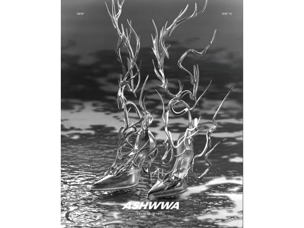 Alpha ASHwwa_Liquid Metal heels - The Sims 4 Custom Content