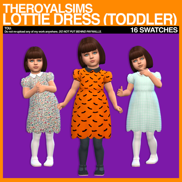 Maxis Match THEROYALSIMS LOTTIE DRESS TODDLER (SIMBLREEN 2023 GIFT 2) by simsfinds - The Sims 4 Custom Content