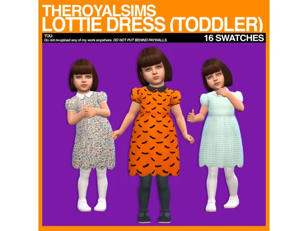 Maxis Match THEROYALSIMS LOTTIE DRESS TODDLER (SIMBLREEN 2023 GIFT 2) - The Sims 4 Custom Content