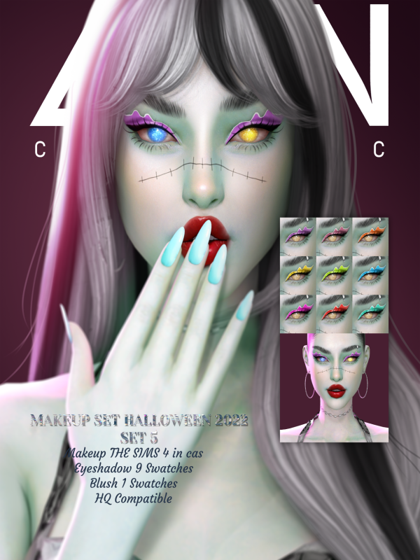 Alpha LEAN MAKEUP SET HALLOWEEN 2022 SET 5 by simsfinds - The Sims 4 Custom Content