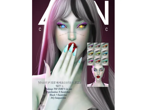 Alpha LEAN MAKEUP SET HALLOWEEN 2022 SET 5 - The Sims 4 Custom Content