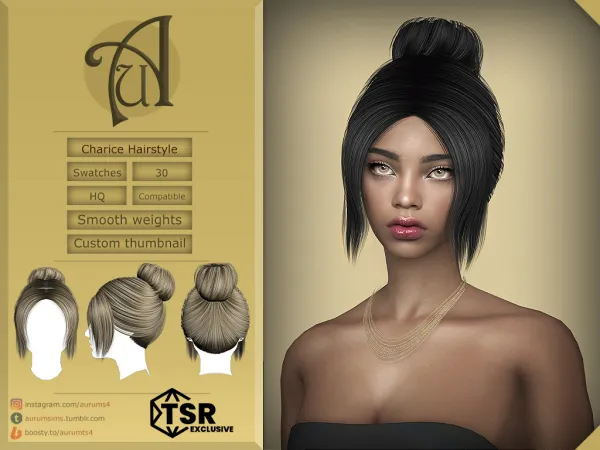 Alpha CHARICE FEMALE UPDO BUN FOR - The Sims 4 Custom Content