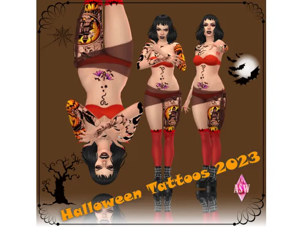 Mix Halloween Tattoos 2023 - The Sims 4 Custom Content