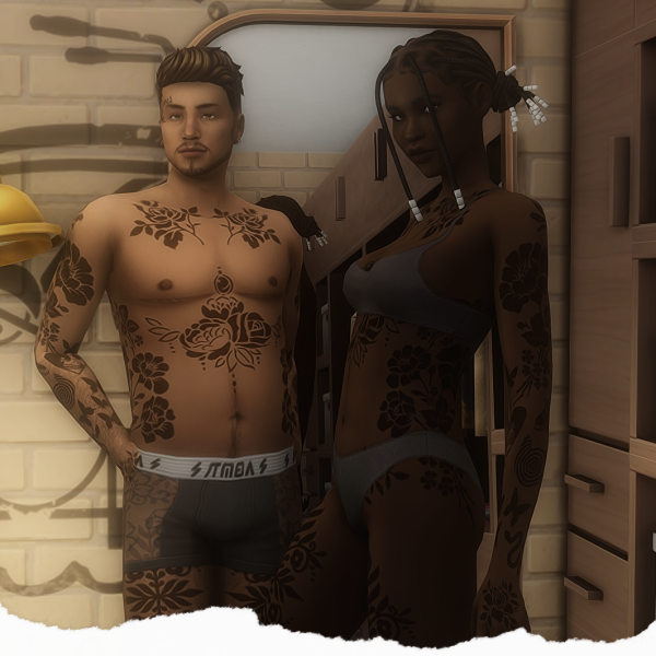 Mix POPPY a full body tattoo happy simblreen by simsfinds - The Sims 4 Custom Content