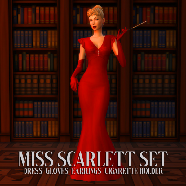 Maxis Match Miss Scarlett Set Simblreen 2023 by simsfinds - The Sims 4 Custom Content