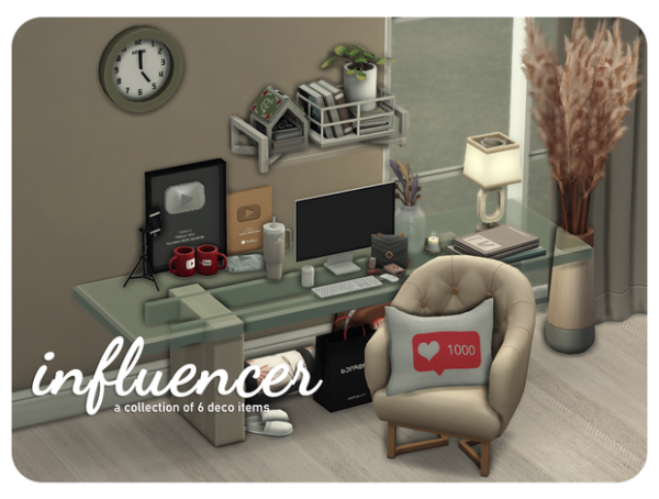 Maxis Match influencer a collection of 6 deco items by simsfinds - The Sims 4 Custom Content