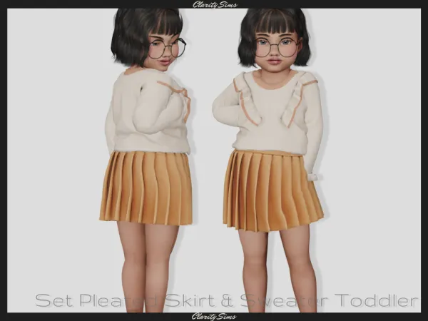 Alpha [Set] Pleated Skirt Sweater Toddler - The Sims 4 Custom Content