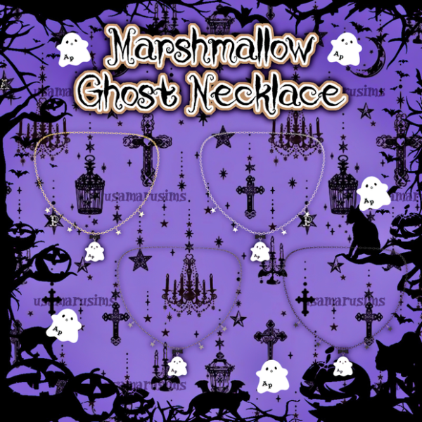 Alpha Simblreen 2 Marshmallow Ghost Necklaces by simsfinds - The Sims 4 Custom Content