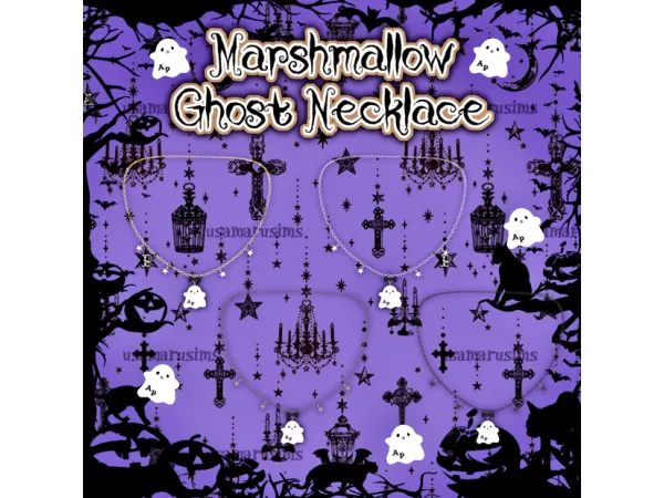 Alpha Simblreen 2 Marshmallow Ghost Necklaces - The Sims 4 Custom Content