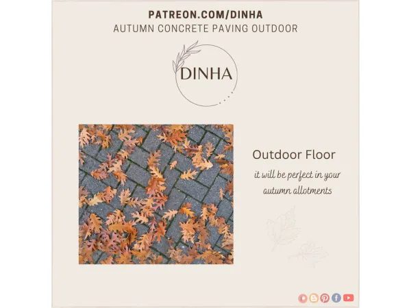 Alpha Autumn Concrete Paving Outdoor - The Sims 4 Custom Content