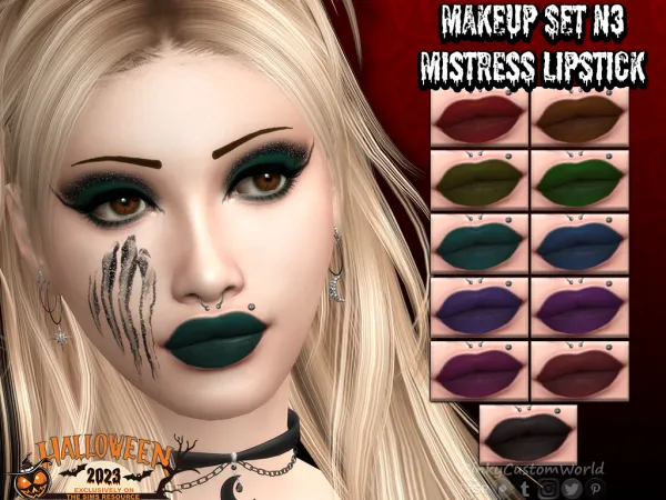 Alpha Makeup Set N3 Mistress Lipstick - The Sims 4 Custom Content