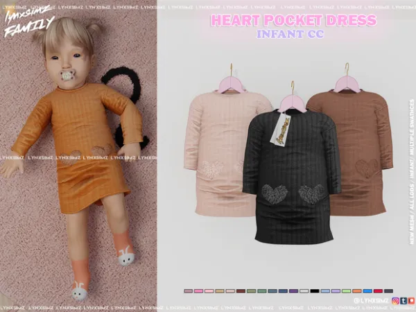 Alpha Heart Pocket Dress Infant by lynxsimzfamily - The Sims 4 Custom Content