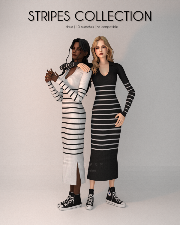 Mix Dress Stripes Collection by luxysims - The Sims 4 Custom Content