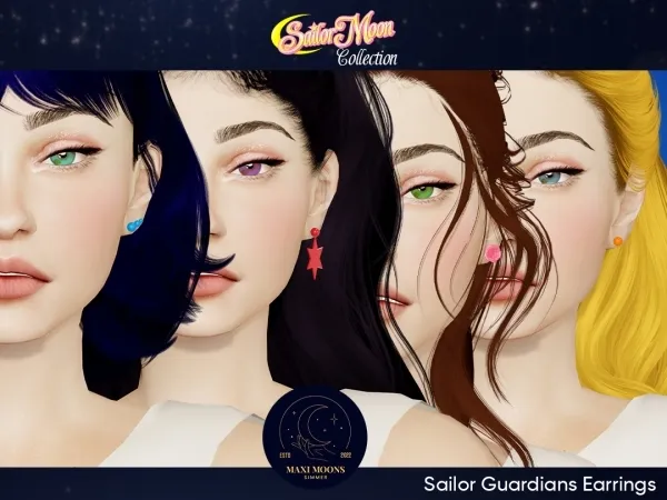 Mix Sailor Moon Collection Sailor Earrings (part 2) - The Sims 4 Custom Content