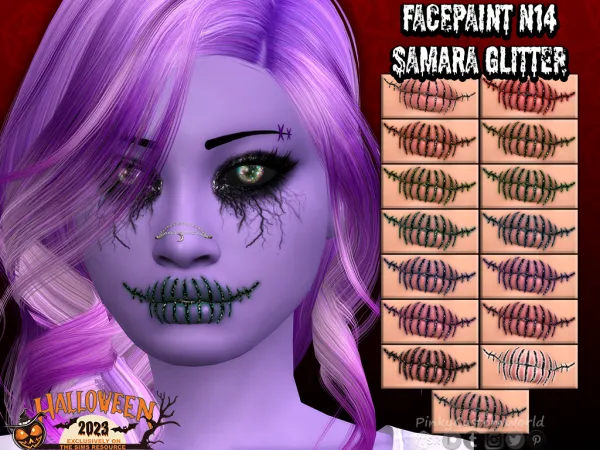 Alpha Facepaint N14 Samara Glitter - The Sims 4 Custom Content