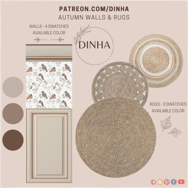 Alpha Autumn Walls Rugs by dinhagamer - The Sims 4 Custom Content