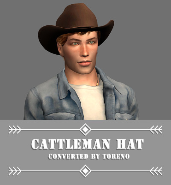 Maxis Match Cattleman Hat converted by simsfinds - The Sims 4 Custom Content