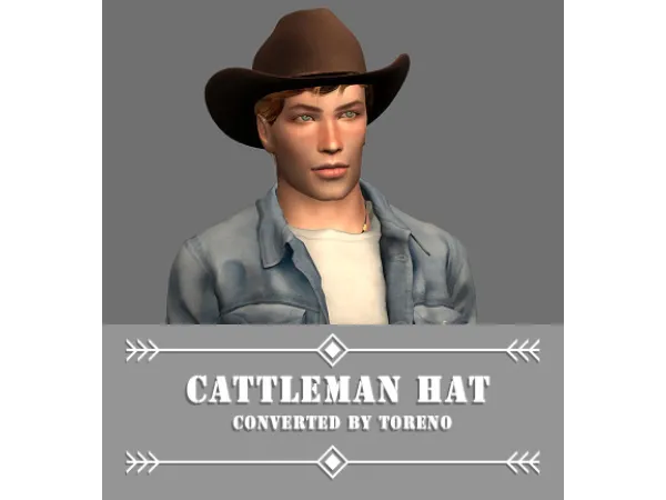 Maxis Match Cattleman Hat converted by Toreno - The Sims 4 Custom Content