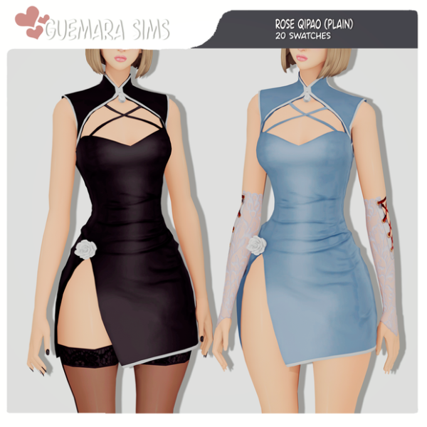 Alpha Rose qipao by simsfinds - The Sims 4 Custom Content