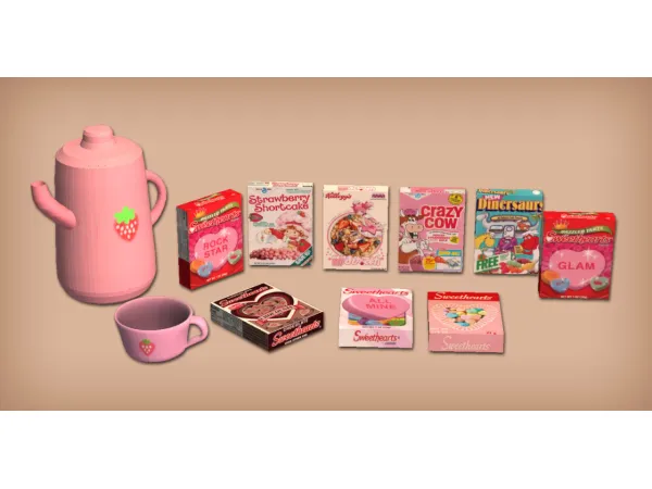 Cereal and Sweetheart Boxes Teapot and Teacup Deco for - The Sims 2 Custom Content