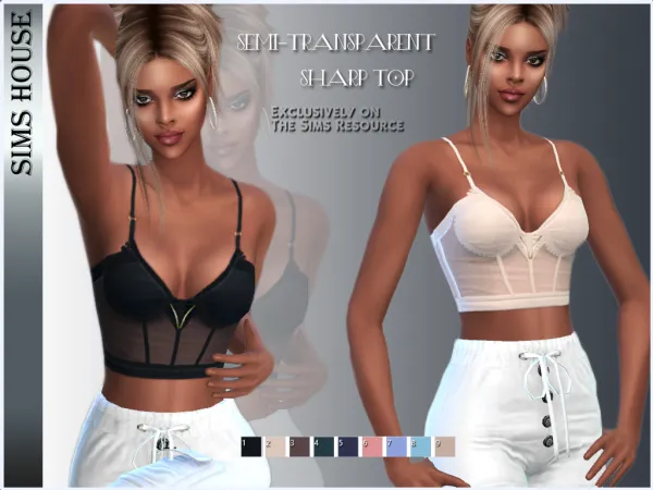 Alpha SEMI TRANSPARENT SHARP TOP - The Sims 4 Custom Content
