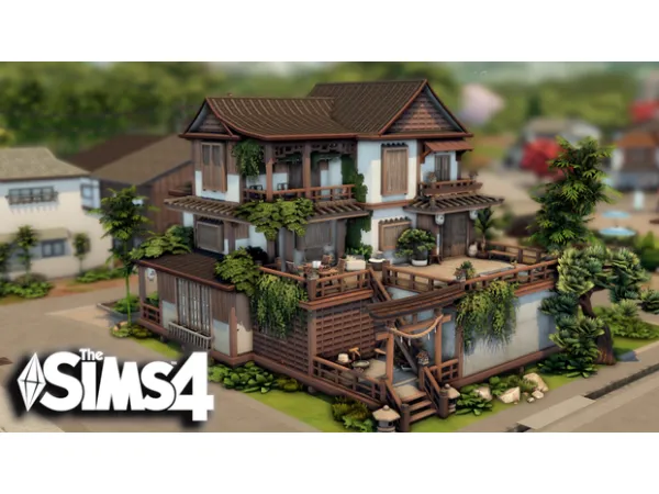 Maxis Match Asian Townhouse 6 4 1 Hanamigawa - The Sims 4 Custom Content