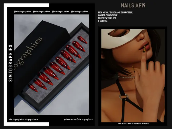 Alpha Nails AF19 - The Sims 4 Custom Content